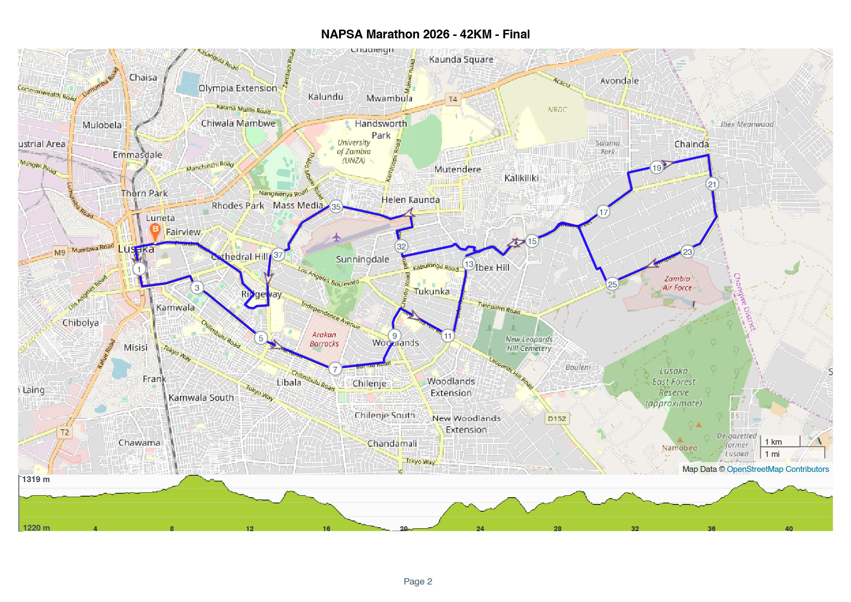 42.2KM — Full Marathon route map